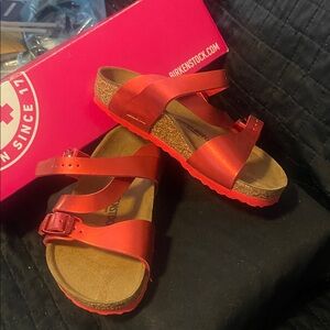 Birkenstock salina kids soft metallic red sandals E30/ 12 reg